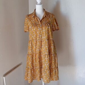 Monteau Women's Summer Yellow Dress Size XS Floral